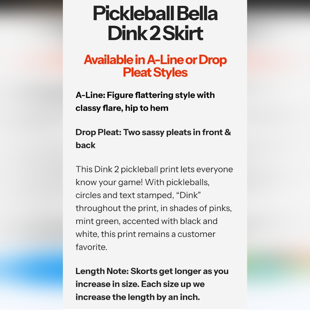 PICKLEBALL SKIRT by Bella Bella Sz m - Picture 5 of 8